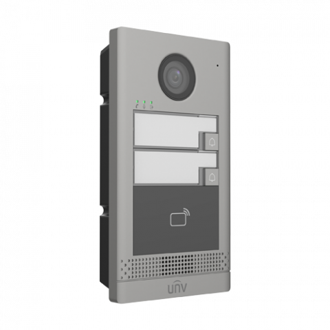 Post exterior videointerfon TCP/IP pentru 2 familii, IR, IK08 - UNV OEU-202S-HMK2 [1]