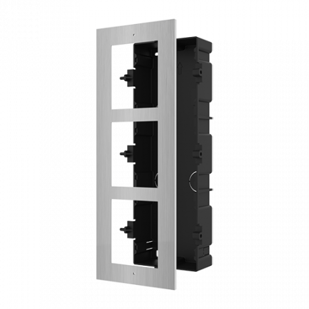 Rama montaj ingropat din otel inoxidabil, 3 module, pentru Interfon modular - HIKVISION DS-KD-ACF3-S [2]