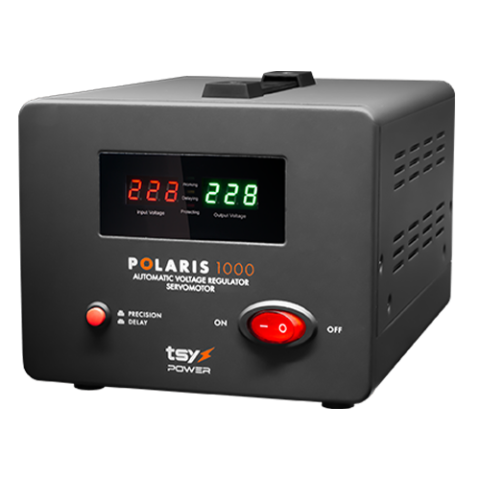 Supraveghere video - Regulator de tensiune cu servomotor, 1000VA, tensiune la intrare 150-260V, delay 6-180s AVR-POLARIS-1000VA