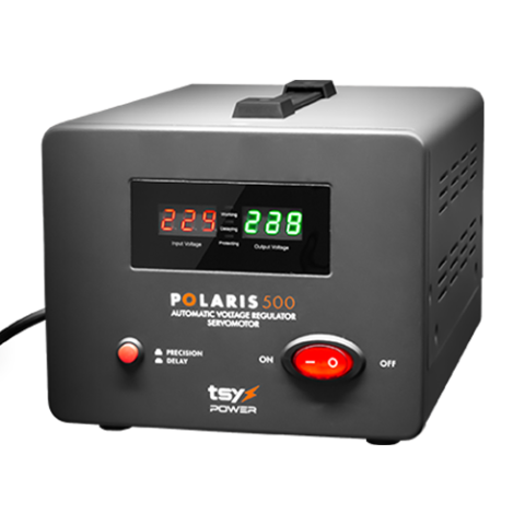 Supraveghere video - Regulator de tensiune cu servomotor, 500VA, tensiune la intrare 150-260V, delay 6-180s AVR-POLARIS-500VA