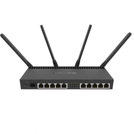 Solutii MikroTik - Router 10 x Gigabit, 1 x SFP+ 10Gbps,PoE IN/OUT, RouterOS L5, Wi-Fi - Mikrotik RB4011iGS+5HacQ2HnD-IN