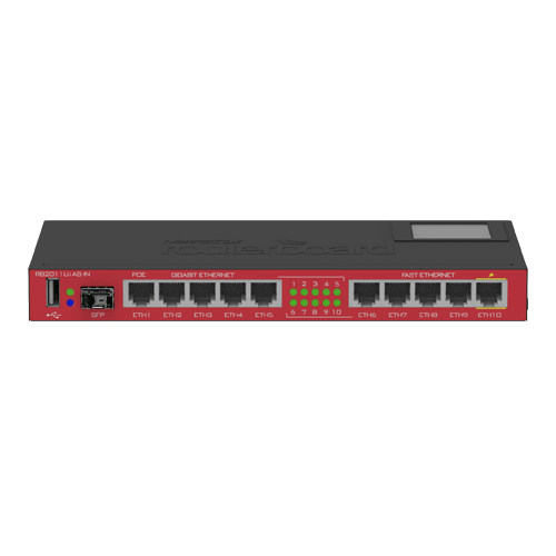 Solutii MikroTik - Router 5 x Fast Ethernet, 5 x Gigabit, 1 x SFP, 1 x PoE, RouterOS L5 - Mikrotik RB2011UiAS-IN