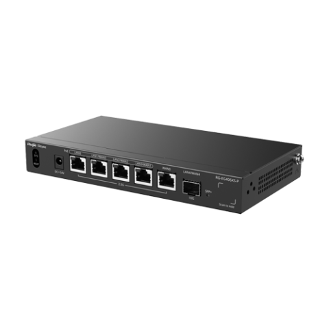 Retelistica - Router 5 x RJ45 2.5G (4 x PoE+), 1 x SFP+ 10G, Multi-WAN, Cloud Management - Ruijie Reyee RG-EG406XS-P
