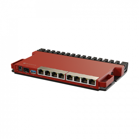 Solutii MikroTik - Router 8 porturi Gigabit, 1 port PoE IN, 1 port PoE Out, SFP 2.5G, NAND, USB, 1U - MikroTik L009UiGS-RM