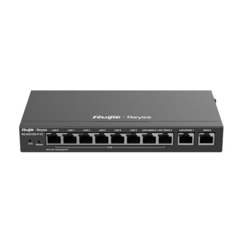 Routere - Router 8 x RJ45 1G PoE, 2 x RJ45 1G, Buget PoE 110W, Multi-WAN, Cloud Management - Ruijie RG-EG210G-P-V3
