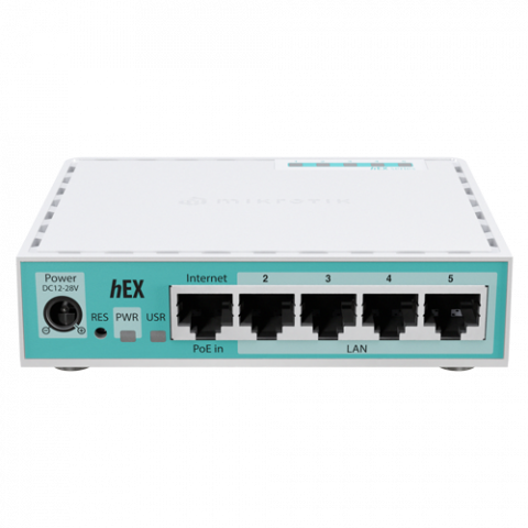 Router hEX, 5 porturi Gigabit, USB, PoE IN - MikroTik E50UG [1]