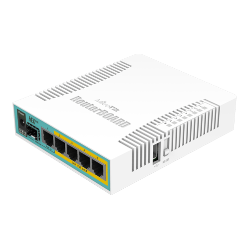Solutii MikroTik - Router hEX PoE, 5 x Gigabit 4 PoE, 1 x SFP, RouterOS L4 - Mikrotik RB960PGS