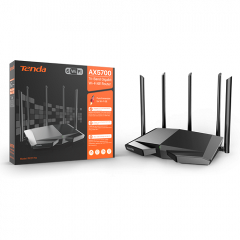 Router Wi-Fi 6e, AX5700 TriBand 2.4/5GHz/6GHz, 861+2402+2402 Mbps, 5x6dBi, 4 x Gigabit - TENDA TND-RX27-PRO [3]