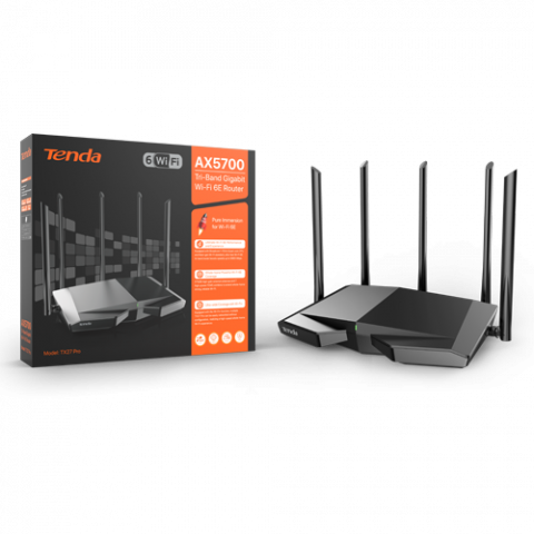 Router Wi-Fi 6e, AX5700 TriBand 2.4/5GHz/6GHz, 861+2402+2402 Mbps, 5x6dBi, 4 x Gigabit - TENDA TND-TX27-PRO [3]