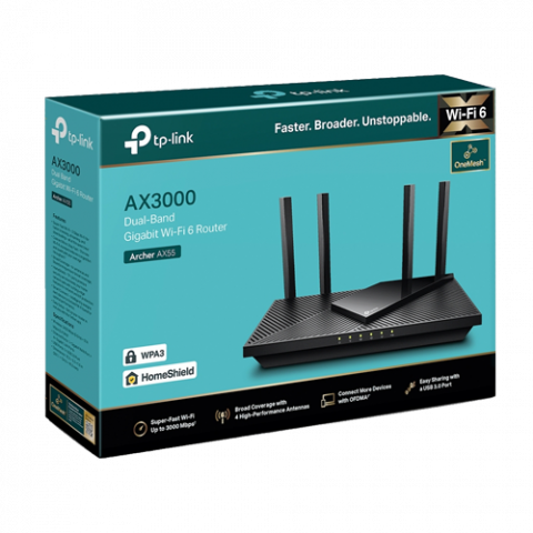 Router Wireless TP-Link Archer AX55 AX3000 Dual-Band Wi-Fi 6 Dual-Core CPU OFMA ArcherAX55 [3]
