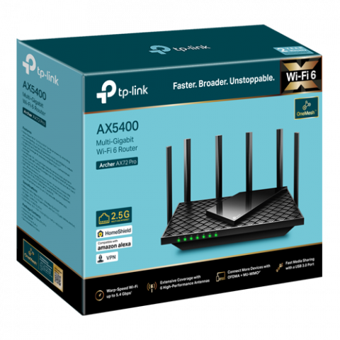 Router wireless TP-Link Archer AX72 Pro, AX5400, Wi-Fi 6, Dual-Band Gigabit, 1x2.5 Gigabit, USB 3.0, MU-MIMO ArcherAX72Pro [1]