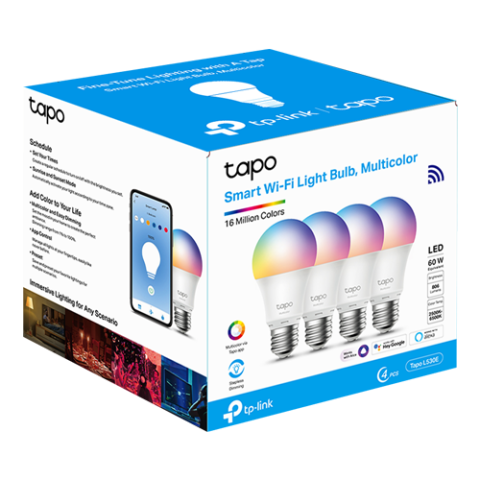 Set 4 becuri smart Wi-Fi, RGB, intensitate ajustabila, 2700-6500K, 806 lm, E27 - TP-Link Tapo TapoL530E(4-pack) [1]