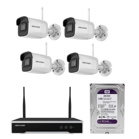 Supraveghere video - Sistem supraveghere kit complet camere ip wireless exterior 4 MP Hikvision cu hdd 1TB WD gata configurat