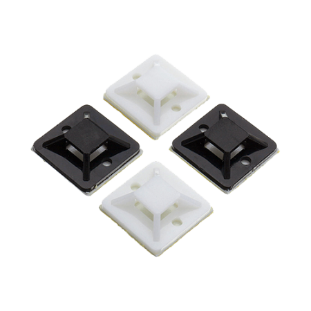 Organizatoare si accesorii - Suport plastic prindere coliere ALB, 19x19 mm, autoadeziv, 100 buc PYK-1