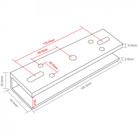 Suport U pt. montaj electromagnet CSE-180P-(S) pe usi din sticla CSE-180P-U [3]