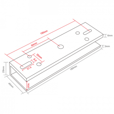 Suport U pt. montaj electromagnet CSE-280P-S pe usi din sticla CSE-280P-U [3]
