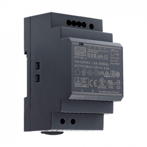 Accesorii Supraveghere - Sursa de alimentare in comutatie, 12V / 4.5A, sina DIN - MEAN WELL HDR-60-12