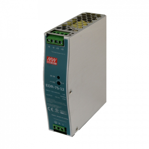 Accesorii Supraveghere - Sursa de alimentare in comutatie, 12V / 6.3A, sina DIN - MEAN WELL EDR-75-12