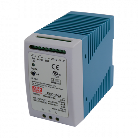 Accesorii Supraveghere - Sursa de alimentare in comutatie, 13.8V / 4.5A + 2.5A, sina DIN, backup - MEAN WELL DRC-100A