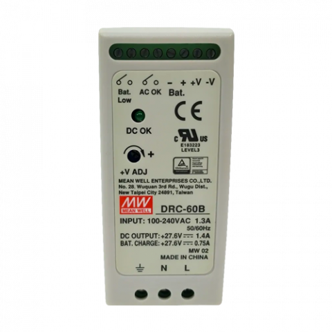 Sursa de alimentare in comutatie, 27.6V / 1.4A + 0.75A, sina DIN, backup - MEAN WELL DRC-60B [1]