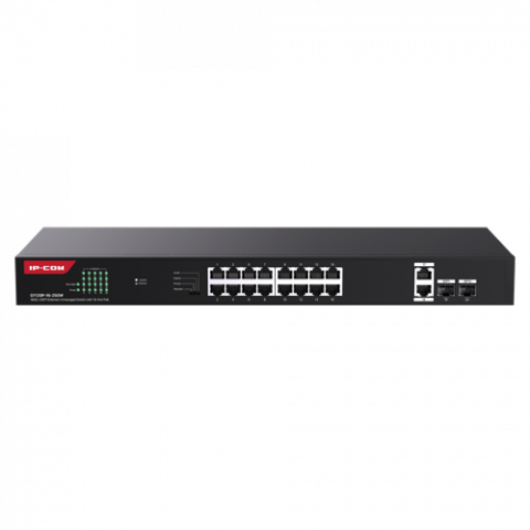 Retelistica - Switch 16 porturi Gigabit PoE, 2 x RJ45 Gigabit Uplink, 2 x SFP Gigabit, 1U - IP-COM G1120P-16-250W