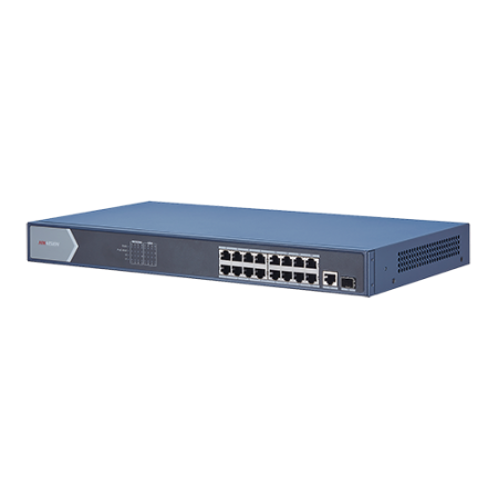 Switch-uri PoE - Switch 16 porturi PoE 1000Mbps, 1xRJ45 + 1xSFP Gigabit uplink - HIKVISION DS-3E0518P-E