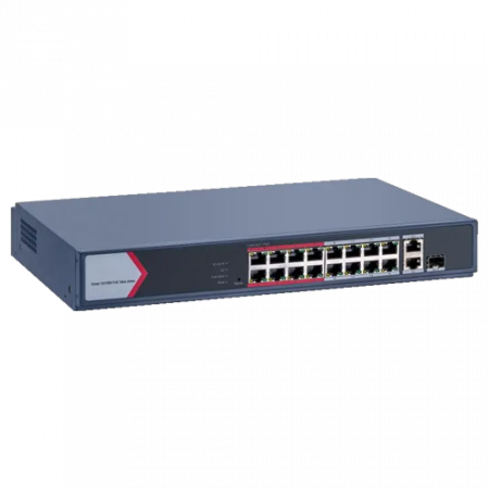 Switch-uri PoE - Switch 16 porturi PoE 100Mbps, 1 port Gigabit combo, 1 Gigabit RJ45, SMART Management - HIKVISION DS-3E1318P-EI-M
