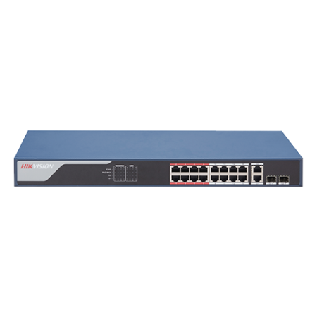 Switch 16 porturi PoE 100Mbps, 2 port uplink Gigabit, SMART Management - HIKVISION DS-3E1318P-EI [1]