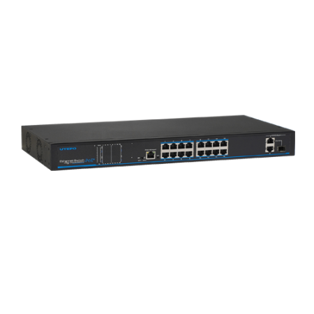 Switch-uri PoE - Switch 16 porturi PoE+, 2 porturi uplink - UTEPO UTP1-SW16-TP300