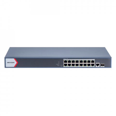Switch-uri PoE - Switch 16 porturi PoE Gigabit, 1 porturi RJ45 Gigabit, 1 port SFP Gigabit, Smart Management - HIKVISION DS-3E1518P-EI