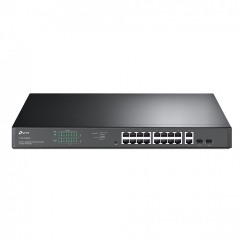 Switch-uri PoE - Switch 16 porturi PoE+ Gigabit, 2 porturi RJ45 Gigabit, 2 x Combo SFP Gigabit, Managed - TP-Link TL-SG1218MPE