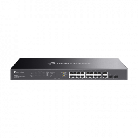 Switch-uri PoE - Switch 16 porturi PoE RJ45 Gigabit, 2 x SFP 1G, 2 x RJ45 1G, Easy Managed, 1U - TP-Link Omada ES220GMP