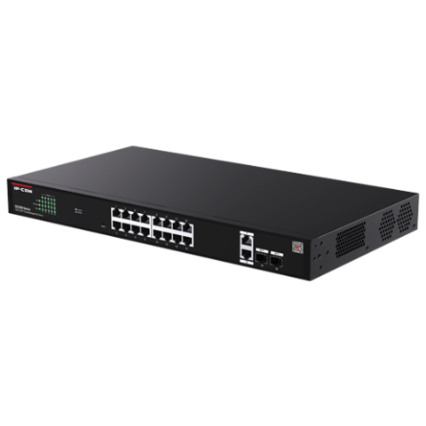 Retelistica - Switch 16 x RJ45 1G PoE, 2 x SFP 1G, 2 x RJ45 1G, Management, 1U - IP-COM G2220P-16-250W