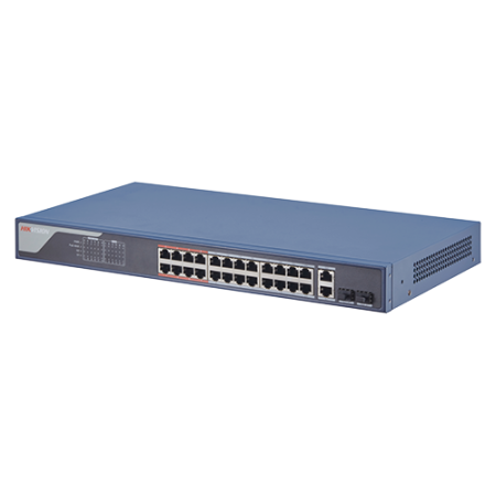 Switch-uri PoE - Switch 24 porturi PoE 100Mbps, 2 port uplink Gigabit, SMART Management - HIKVISION DS-3E1326P-EI