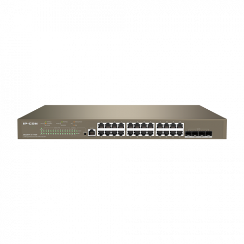 Retelistica - Switch 24 porturi PoE 1Gbps, 4 porturi SFP+ 10Gbps, L3 Cloud Management - IP-COM G5328XP-24-410W