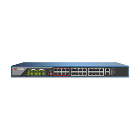 Switch-uri PoE - Switch 24 porturi PoE, 2 porturi uplink - HIKVISION DS-3E0326P-E