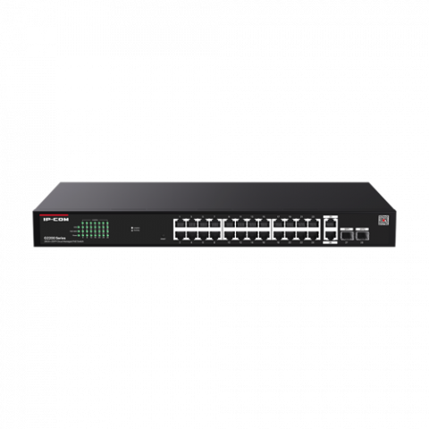 Retelistica - Switch 24 porturi PoE RJ45 Gigabit, 2 x RJ45 Gigabit, 2 x SFP Gigabit, Management, 1U - IP-COM G2228P-24-410W
