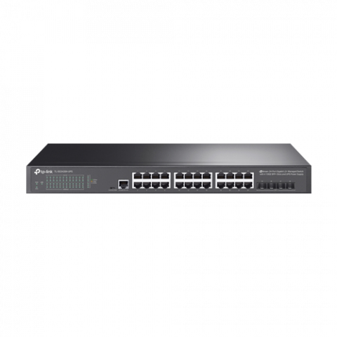 Switch-uri - Switch 24 porturi RJ45 Gigabit, 4 x SFP+ 10G, Alimentare Baterie 12V, L2+ Management, 1U - TP-Link TL-SG3428X-UPS