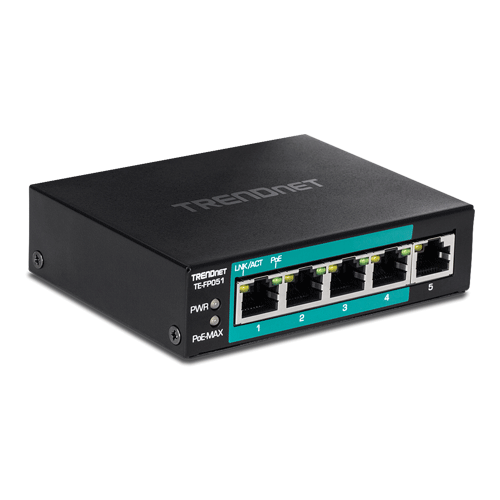 Switch-uri PoE - Switch 4 porturi Fast Ethernet Long Range 250m PoE+ 60W, 1 port Fast Ethernet - TRENDnet TE-FP051