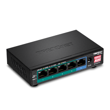Switch-uri PoE - Switch 4 porturi Gigabit Long Range 200m PoE+, 1 port Gigabit - TRENDnet TPE-LG50