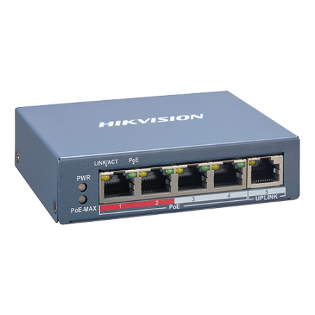 Switch-uri PoE - Switch 4 porturi PoE, 1 port uplink RJ45, SMART Management - HIKVISION DS-3E1105P-EI