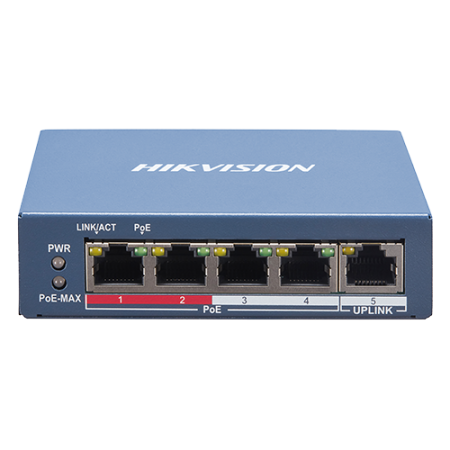 Switch 4 porturi PoE, 1 port uplink RJ45, SMART Management - HIKVISION DS-3E1105P-EI [2]