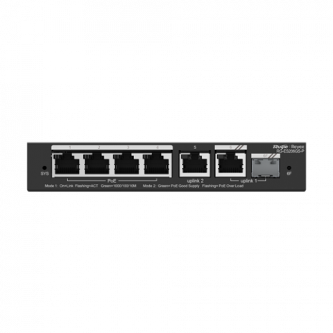 Switch 4 porturi PoE+, 2 porturi GE, 1 port SFP, Gigabit, Cloud Management - Ruijie RG-ES206GS-P [1]