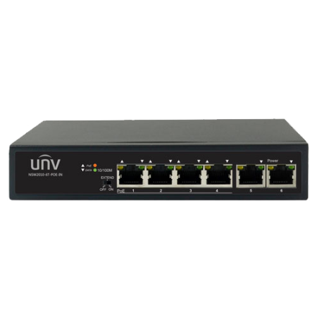 Retelistica - Switch 4 porturi PoE+, 2 porturi uplink RJ45 - UNV NSW2010-6T-POE-IN