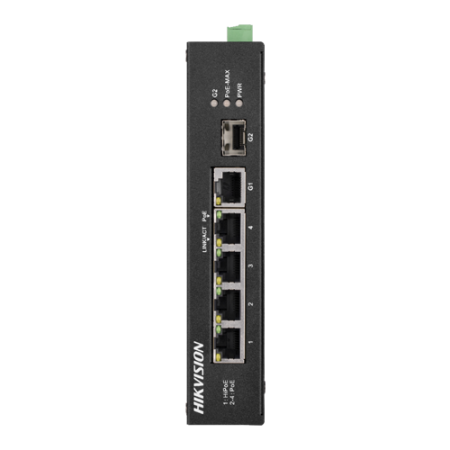 Switch-uri PoE - Switch 4 porturi PoE, 2 porturi uplink SFP/RJ45 - HIKVISION DS-3T0306HP-E-HS