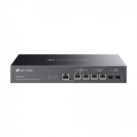 Switch-uri PoE - Switch 4 porturi PoE RJ45 10G, 2 porturi SFP+ 10G, L2 Management, 1U - TP-Link Omada SX3206HPP