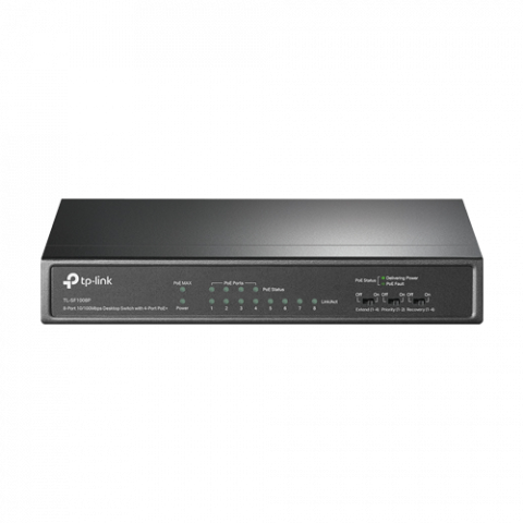 Switch-uri PoE - Switch 4 porturi RJ45 10/100 Mbps PoE, 4 x RJ45 10/100 Mbps, Buget PoE 66W, Unmanaged - TP-Link TL-SF1008P