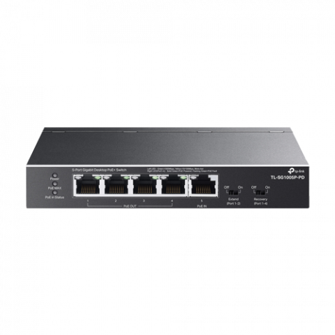 Retelistica - Switch 4 x RJ45 Gigabit PoE Out, 1 x RJ45 Gigabit PoE In, Unmanaged - TP-Link TL-SG1005P-PD