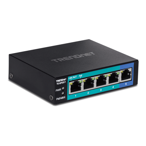 Retelistica - Switch 5 porturi Gigabit PoE+ 35W - TRENDnet TE-GP051