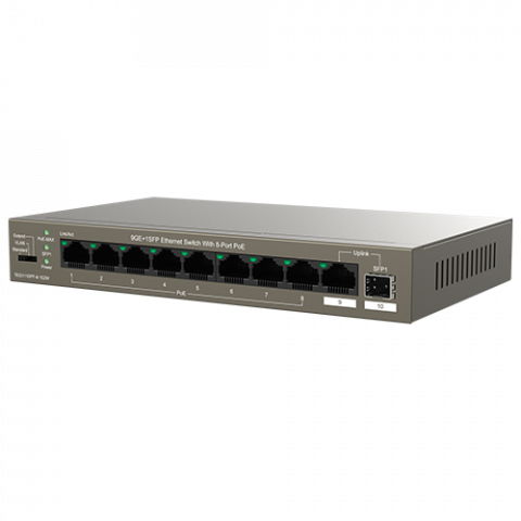Switch 8 porturi Gigabit PoE, 1 port Uplink Gigabit, 1 port SFP Uplink Gigabit - Tenda TND-TEG1110PF-8-102W [2]